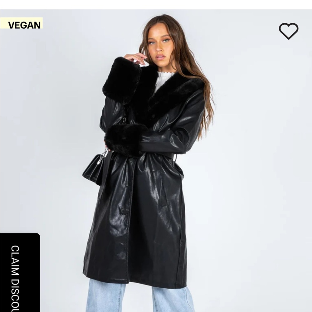 Lioness Brooklyn faux leather fur coat size S